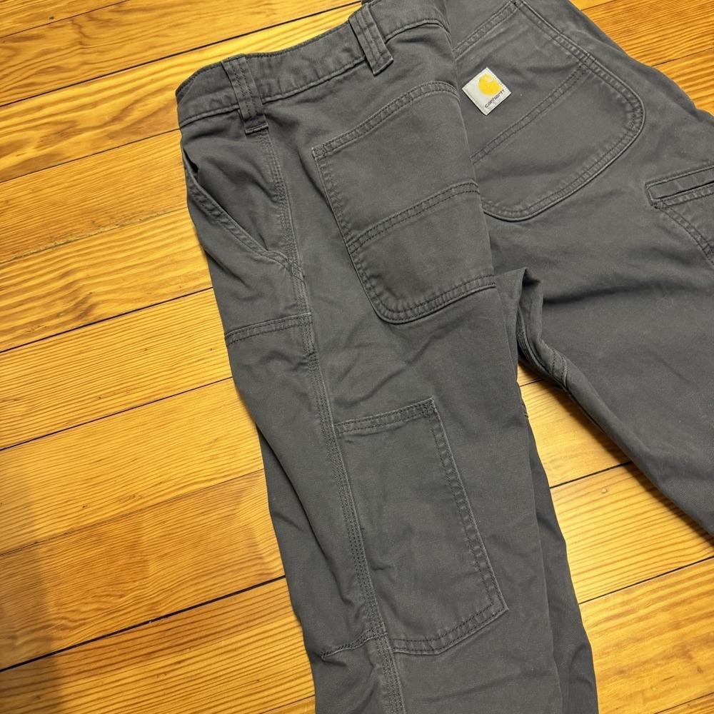 Carhartt Canvas Mens 36 x 32 Gray Double Knee Rugged Flex Relax Fit BN2802-M - Picture 10 of 11